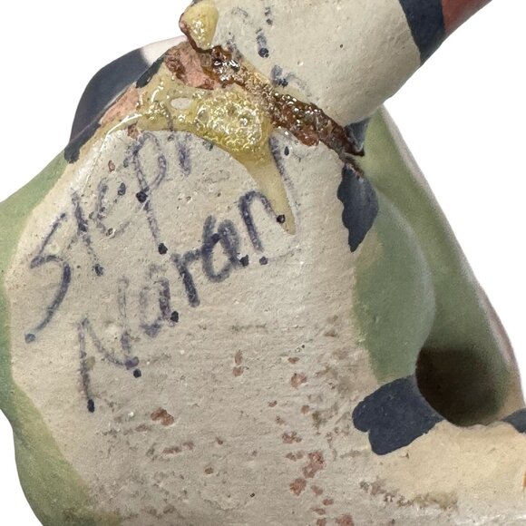 Vintage Signed Kachina Clown Pottery Figurine Naran Striped Watermelon 3" READ - Picture 4 of 9